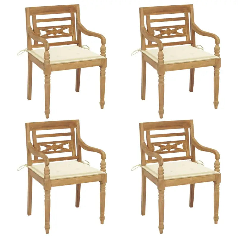 Fijn geschuurde Teakhouten Batavia Tuinstoelen voor een rustieke sfeer - Crème / 4 - Tuinstoelen
