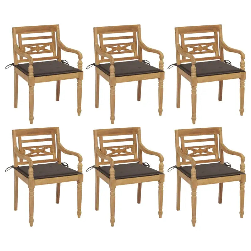 Fijn geschuurde Teakhouten Batavia Tuinstoelen voor een rustieke sfeer - Taupe / 6 - Tuinstoelen