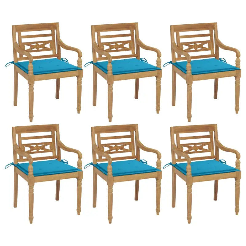 Fijn geschuurde Teakhouten Batavia Tuinstoelen voor een rustieke sfeer - Blauw / 6 - Tuinstoelen