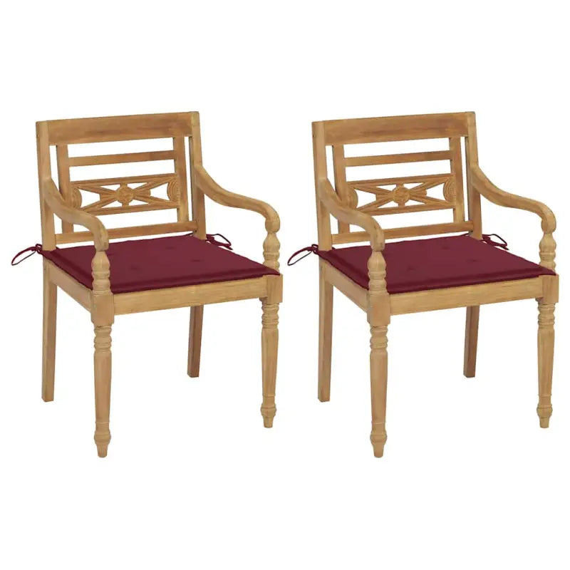 Fijn geschuurde Teakhouten Batavia Tuinstoelen voor een rustieke sfeer - Wijnrood / 2 - Tuinstoelen