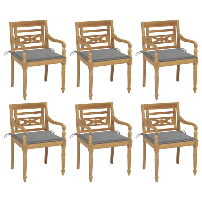 Fijn geschuurde Teakhouten Batavia Tuinstoelen voor een rustieke sfeer - Grijs / 6 - Tuinstoelen