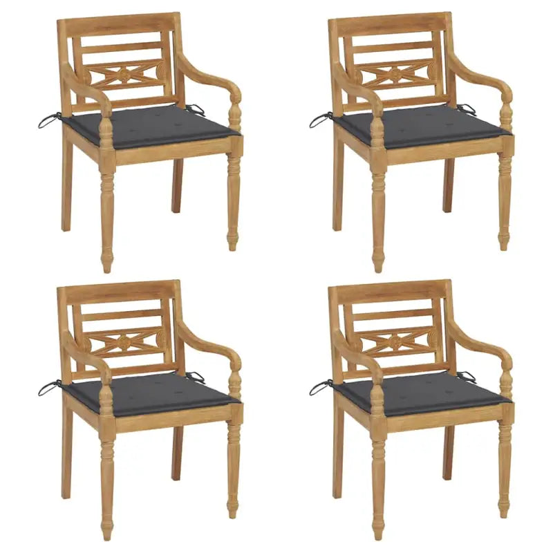 Fijn geschuurde Teakhouten Batavia Tuinstoelen voor een rustieke sfeer - Antraciet / 4 - Tuinstoelen
