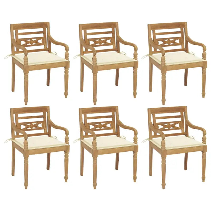 Fijn geschuurde Teakhouten Batavia Tuinstoelen voor een rustieke sfeer - Crème / 6 - Tuinstoelen