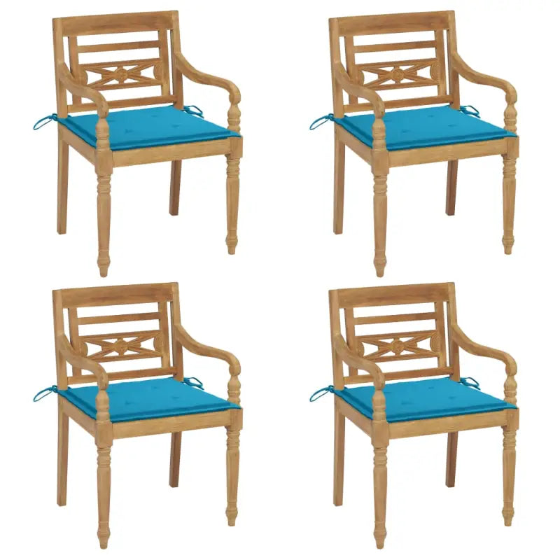 Fijn geschuurde Teakhouten Batavia Tuinstoelen voor een rustieke sfeer - Blauw / 4 - Tuinstoelen