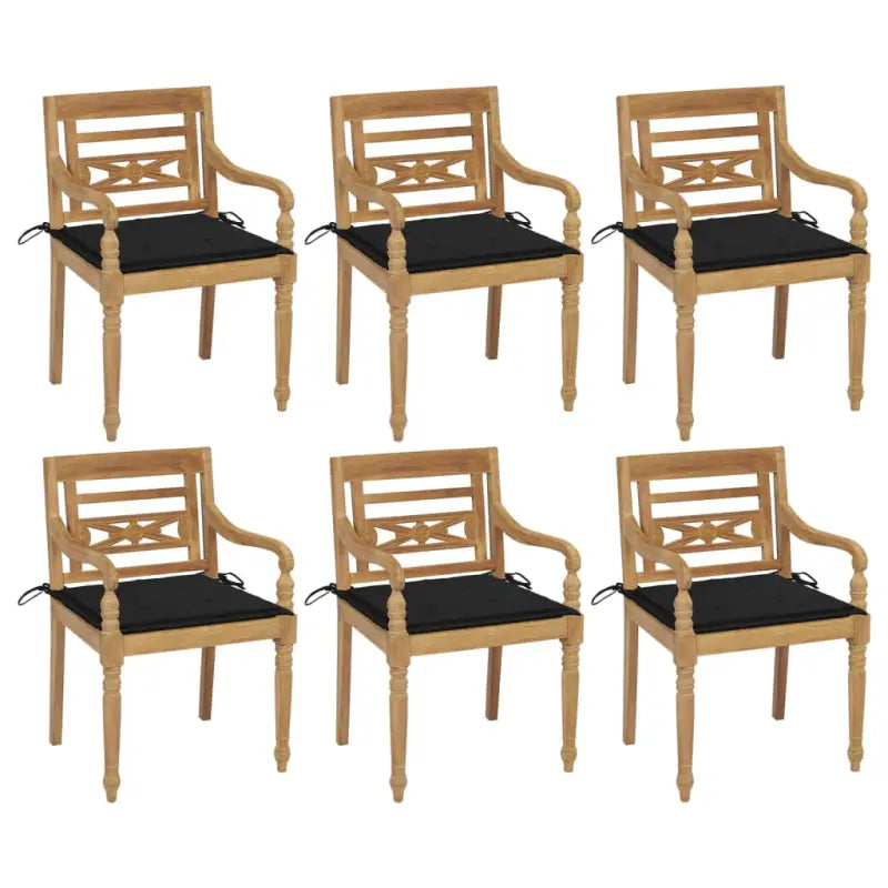 Fijn geschuurde Teakhouten Batavia Tuinstoelen voor een rustieke sfeer - Zwart / 6 - Tuinstoelen