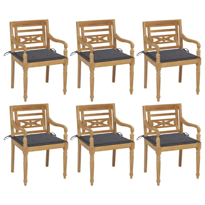Fijn geschuurde Teakhouten Batavia Tuinstoelen voor een rustieke sfeer - Antraciet / 6 - Tuinstoelen