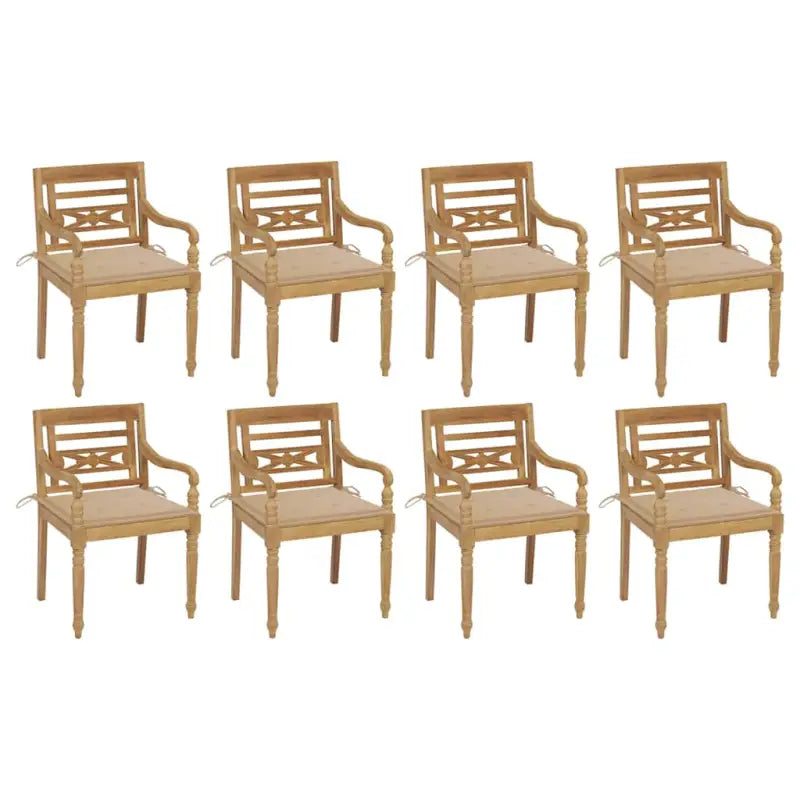 Fijn geschuurde Teakhouten Batavia Tuinstoelen voor een rustieke sfeer - Beige / 8 - Tuinstoelen