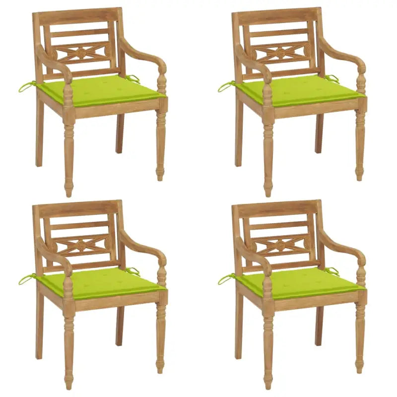 Fijn geschuurde Teakhouten Batavia Tuinstoelen voor een rustieke sfeer - Heldergroen / 4 - Tuinstoelen