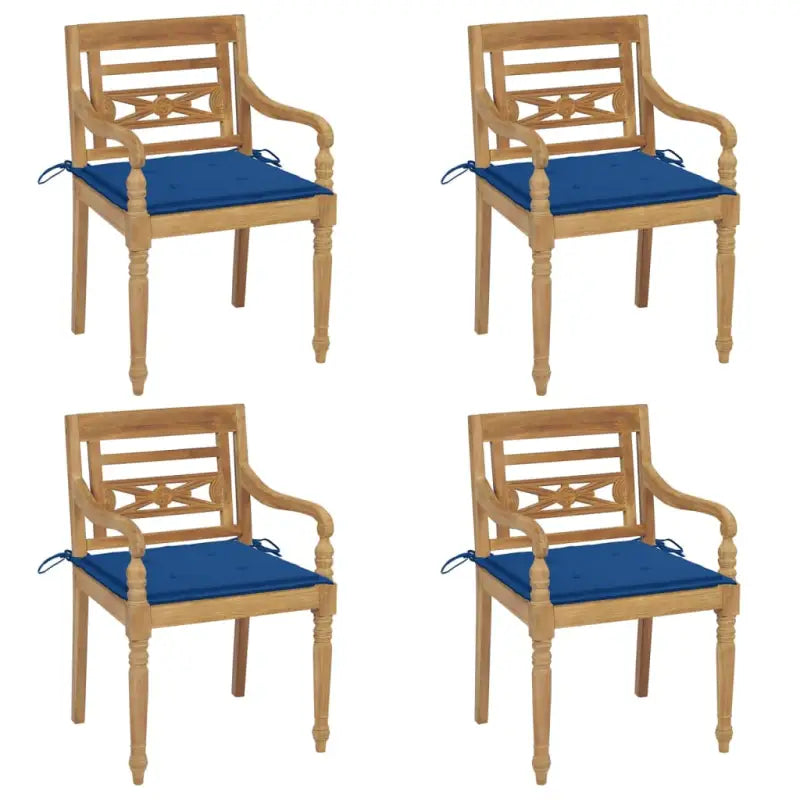 Fijn geschuurde Teakhouten Batavia Tuinstoelen voor een rustieke sfeer - koningsblauw / 4 - Tuinstoelen