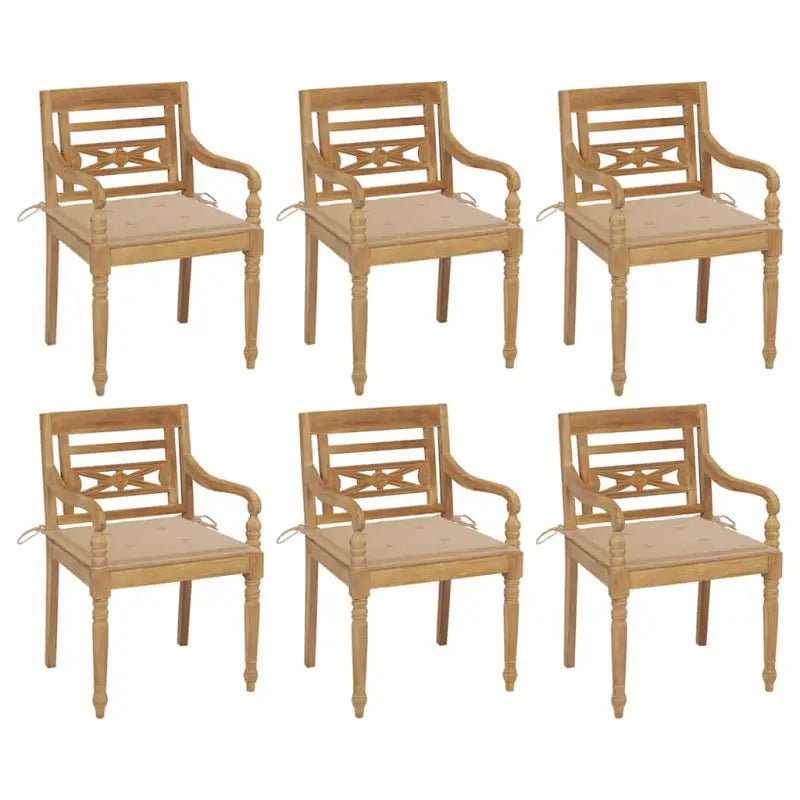 Fijn geschuurde Teakhouten Batavia Tuinstoelen voor een rustieke sfeer - Beige / 6 - Tuinstoelen