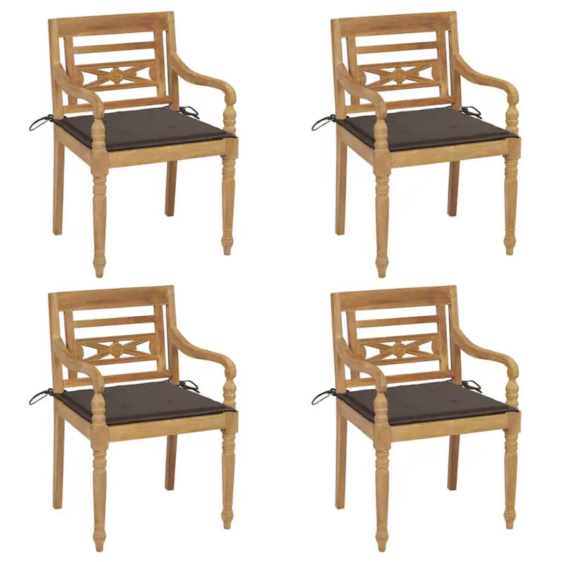 Fijn geschuurde Teakhouten Batavia Tuinstoelen voor een rustieke sfeer - Taupe / 4 - Tuinstoelen