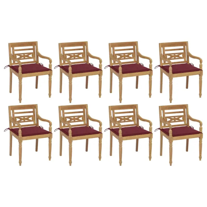 Fijn geschuurde Teakhouten Batavia Tuinstoelen voor een rustieke sfeer - Wijnrood / 8 - Tuinstoelen