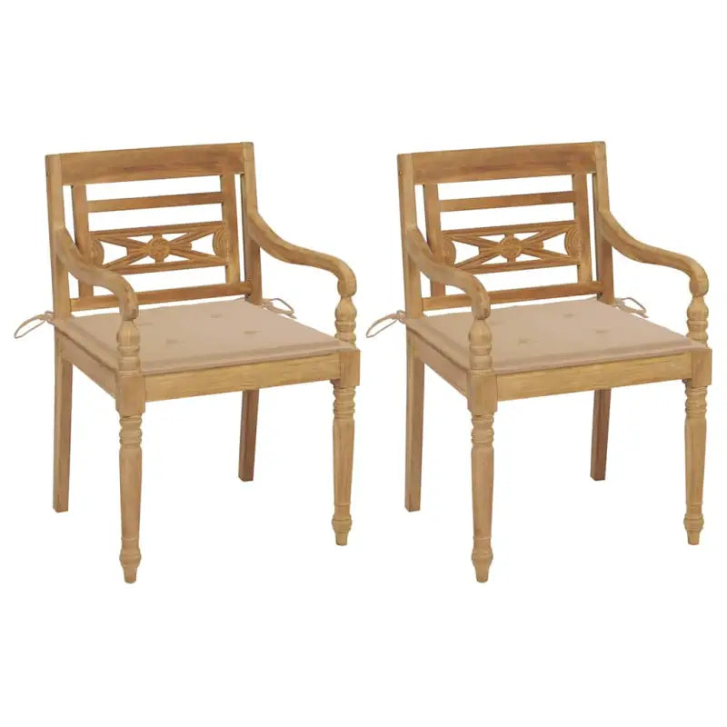 Fijn geschuurde Teakhouten Batavia Tuinstoelen voor een rustieke sfeer - Beige / 2 - Tuinstoelen