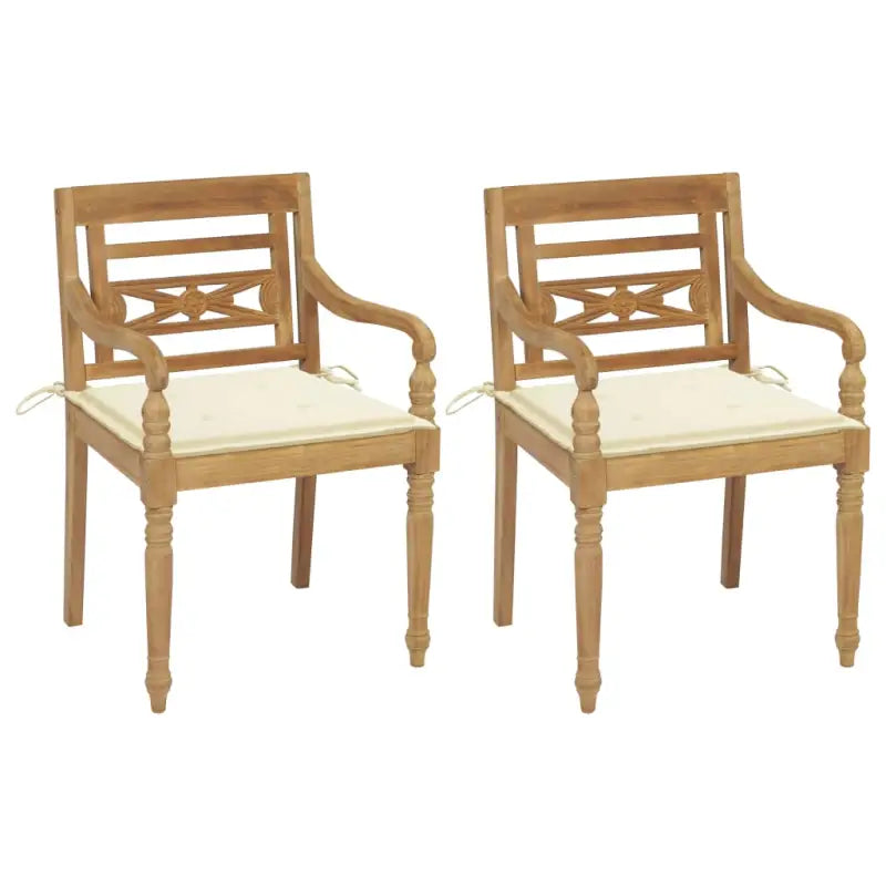 Fijn geschuurde Teakhouten Batavia Tuinstoelen voor een rustieke sfeer - Crème / 2 - Tuinstoelen