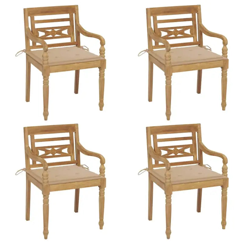 Fijn geschuurde Teakhouten Batavia Tuinstoelen voor een rustieke sfeer - Beige / 4 - Tuinstoelen