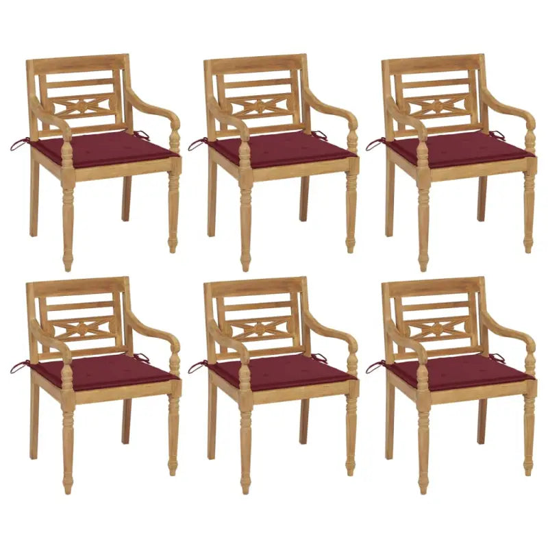 Fijn geschuurde Teakhouten Batavia Tuinstoelen voor een rustieke sfeer - Wijnrood / 6 - Tuinstoelen