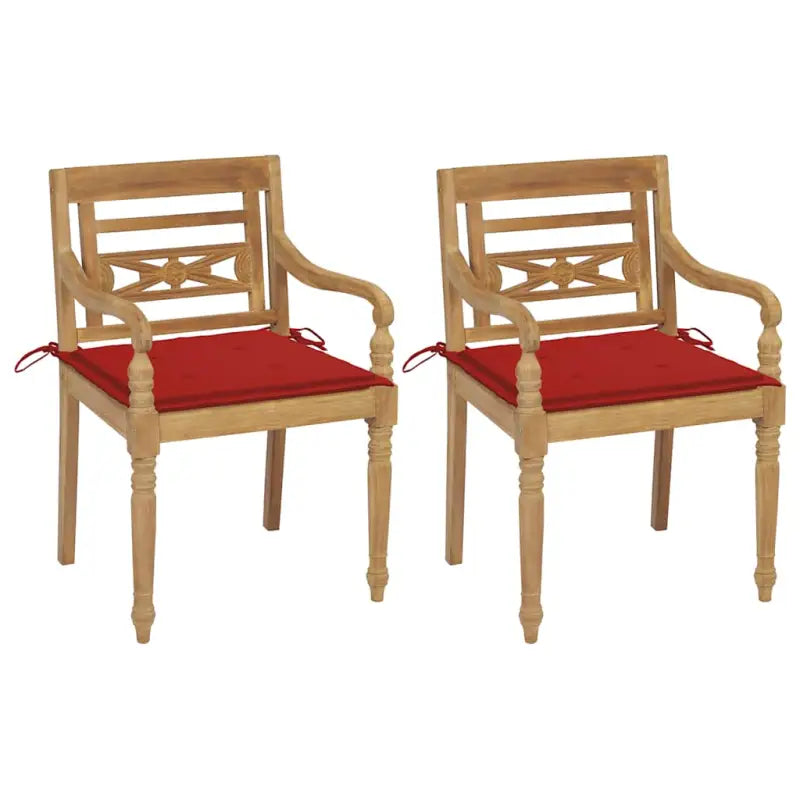 Fijn geschuurde Teakhouten Batavia Tuinstoelen voor een rustieke sfeer - Rood / 2 - Tuinstoelen