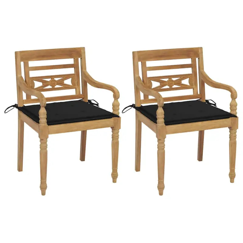 Fijn geschuurde Teakhouten Batavia Tuinstoelen voor een rustieke sfeer - Zwart / 2 - Tuinstoelen