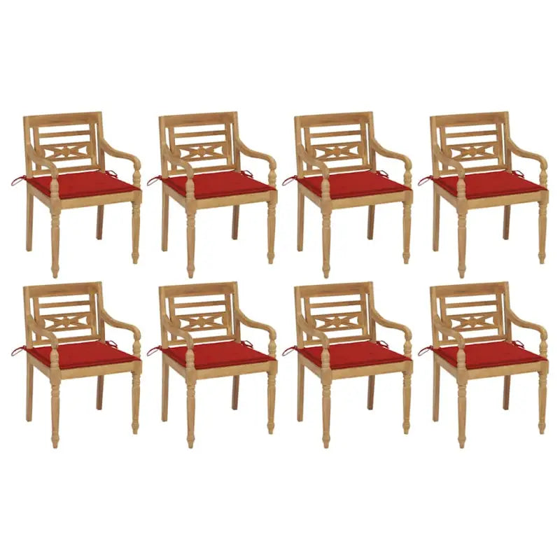 Fijn geschuurde Teakhouten Batavia Tuinstoelen voor een rustieke sfeer - Rood / 8 - Tuinstoelen