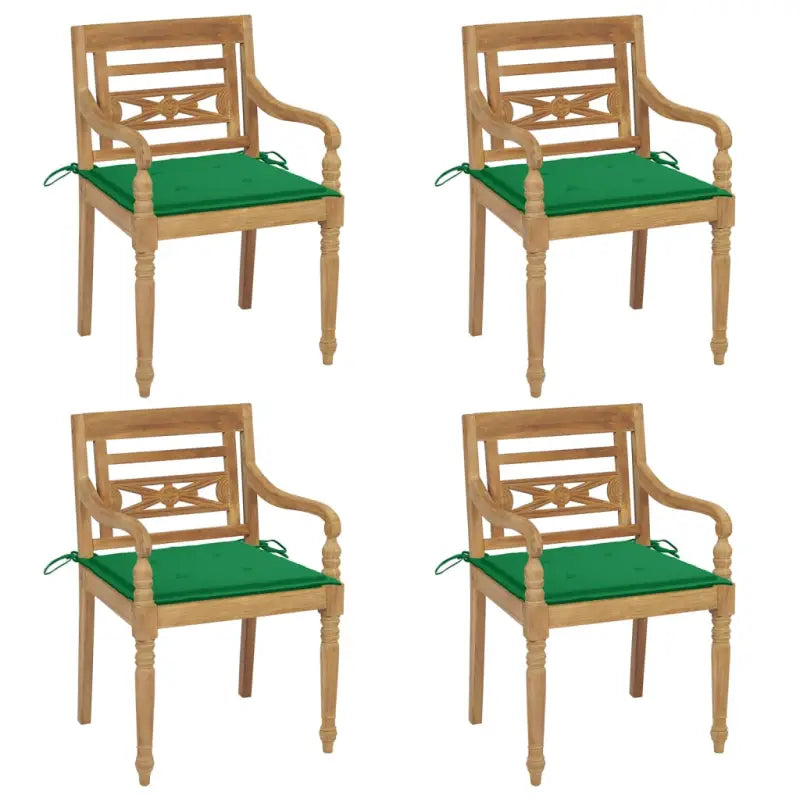 Fijn geschuurde Teakhouten Batavia Tuinstoelen voor een rustieke sfeer - Groen / 4 - Tuinstoelen