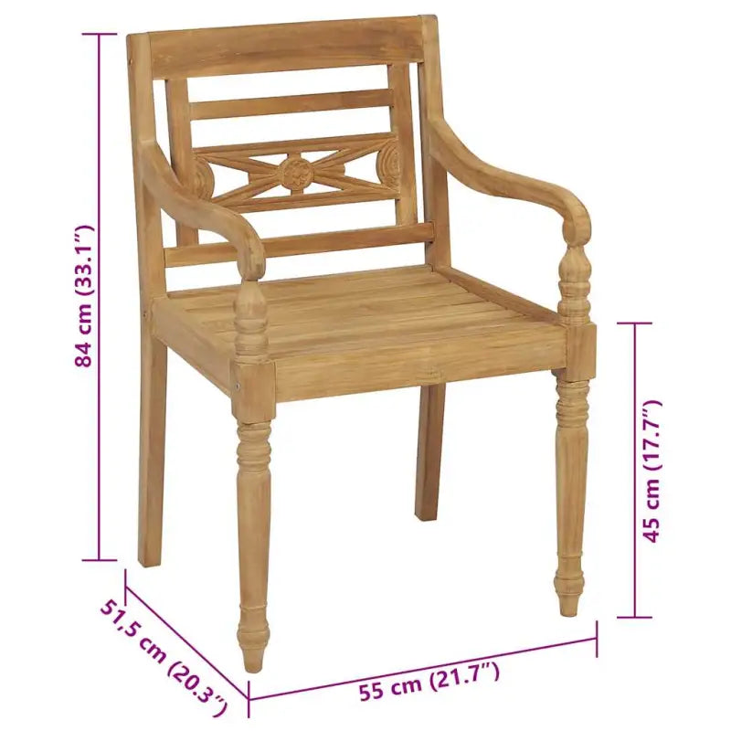 Fijn geschuurde Teakhouten Batavia Tuinstoelen voor een rustieke sfeer - Tuinstoelen