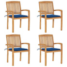 Fijn geschuurde teakhouten tuinstoelen met vintage uitstraling - koningsblauw / 4 - Tuinstoelen