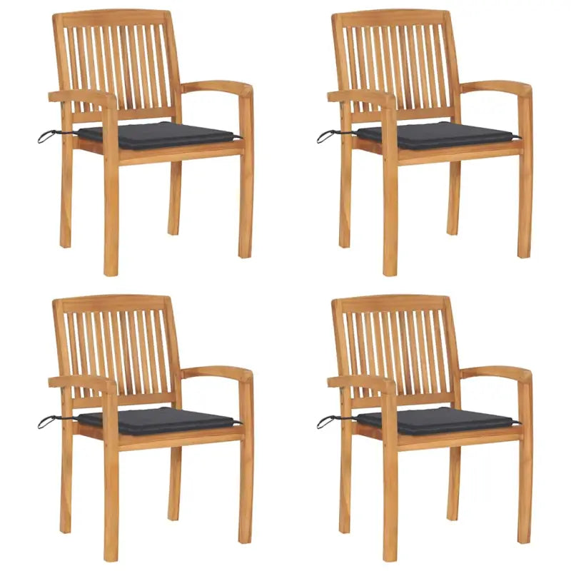 Fijn geschuurde teakhouten tuinstoelen met vintage uitstraling - Antraciet / 4 - Tuinstoelen