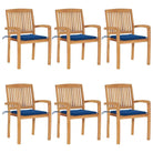 Fijn geschuurde teakhouten tuinstoelen met vintage uitstraling - koningsblauw / 6 - Tuinstoelen