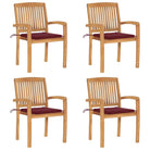 Fijn geschuurde teakhouten tuinstoelen met vintage uitstraling - Wijnrood / 4 - Tuinstoelen