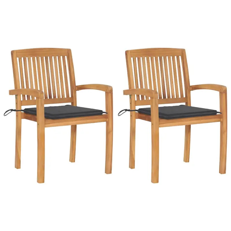Fijn geschuurde teakhouten tuinstoelen met vintage uitstraling - Antraciet / 2 - Tuinstoelen