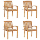 Fijn geschuurde teakhouten tuinstoelen met vintage uitstraling - Beige / 4 - Tuinstoelen