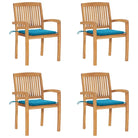 Fijn geschuurde teakhouten tuinstoelen met vintage uitstraling - Blauw / 4 - Tuinstoelen