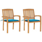 Fijn geschuurde teakhouten tuinstoelen met vintage uitstraling - Blauw / 2 - Tuinstoelen