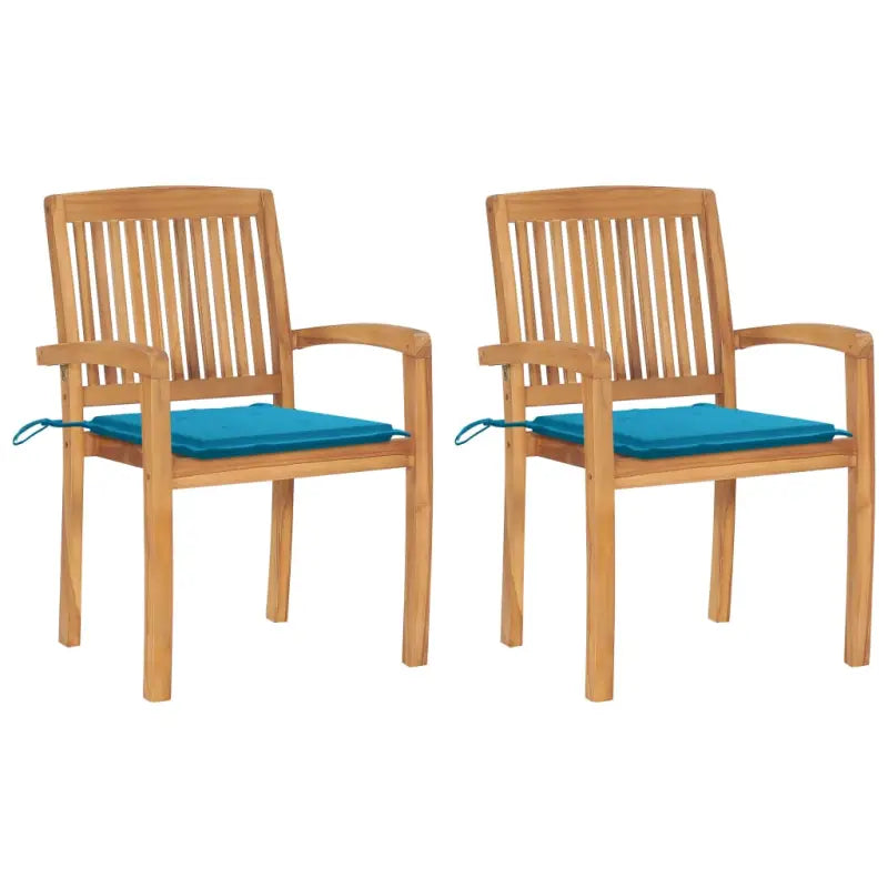 Fijn geschuurde teakhouten tuinstoelen met vintage uitstraling - Blauw / 2 - Tuinstoelen
