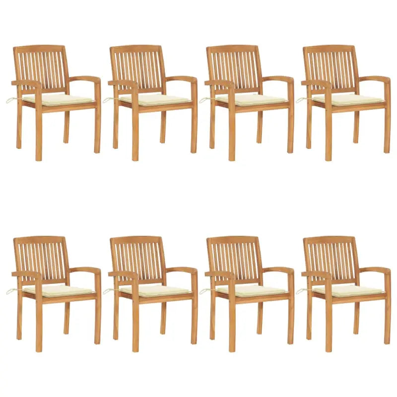 Fijn geschuurde teakhouten tuinstoelen met vintage uitstraling - Crème / 8 - Tuinstoelen
