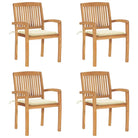 Fijn geschuurde teakhouten tuinstoelen met vintage uitstraling - Crème / 4 - Tuinstoelen