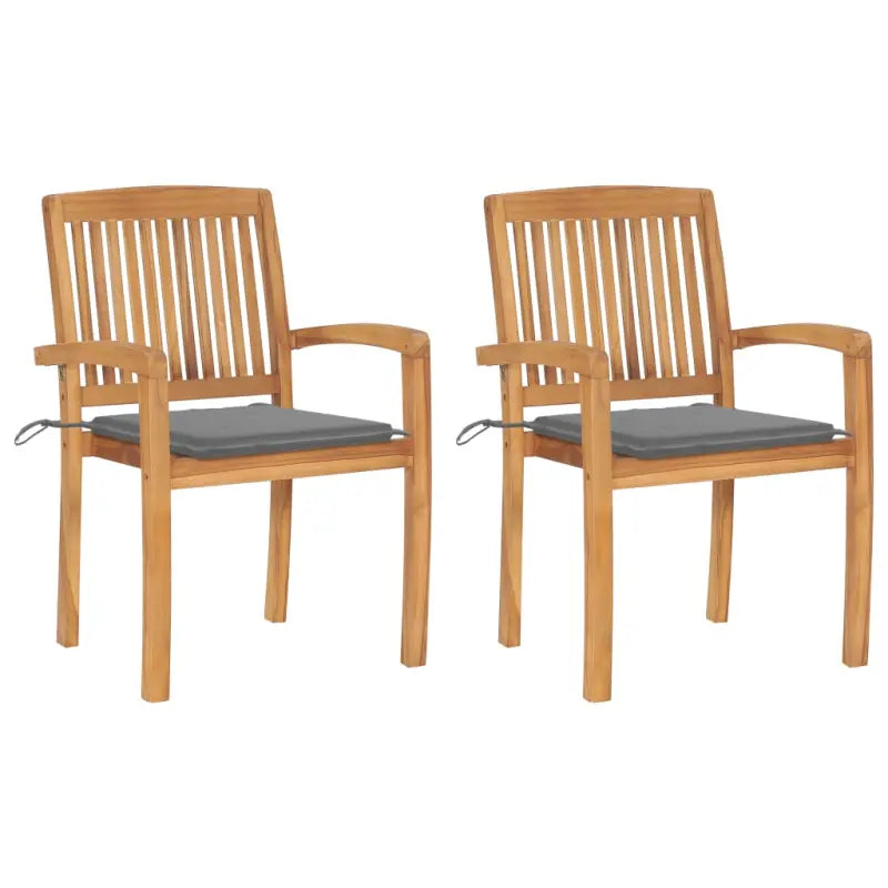 Fijn geschuurde teakhouten tuinstoelen met vintage uitstraling - Grijs / 2 - Tuinstoelen