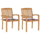 Fijn geschuurde teakhouten tuinstoelen met vintage uitstraling - Rood ruitpatroon / 2 - Tuinstoelen