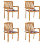 Fijn geschuurde teakhouten tuinstoelen met vintage uitstraling - Rood ruitpatroon / 4 - Tuinstoelen