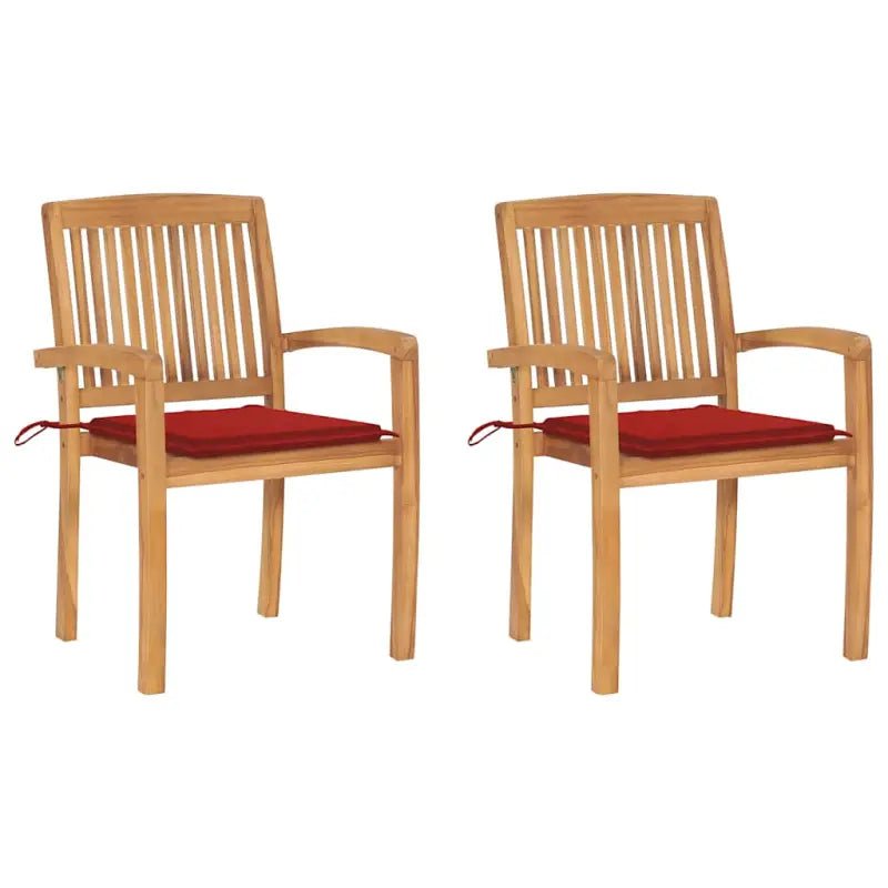 Fijn geschuurde teakhouten tuinstoelen met vintage uitstraling - Rood / 2 - Tuinstoelen