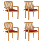 Fijn geschuurde teakhouten tuinstoelen met vintage uitstraling - Rood / 4 - Tuinstoelen