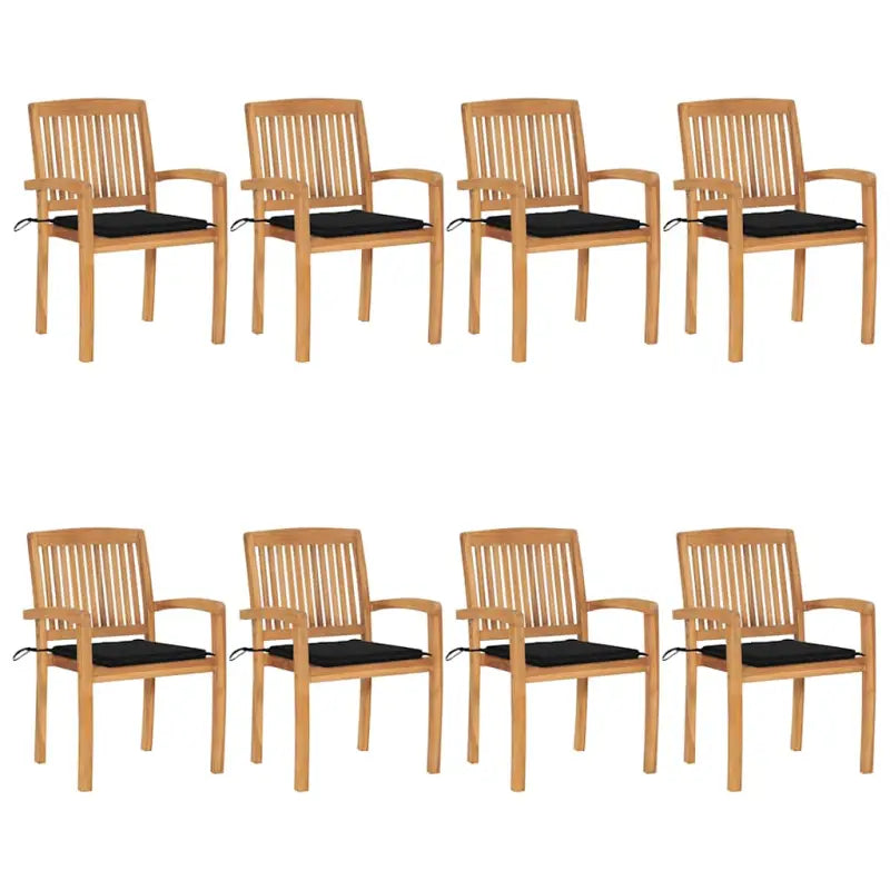 Fijn geschuurde teakhouten tuinstoelen met vintage uitstraling - Zwart / 8 - Tuinstoelen