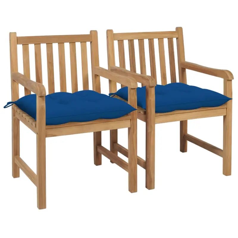 Fijn geschuurde teakhouten tuinstoelen set voor buitenruimte - Blauw / 2 - Tuinstoelen