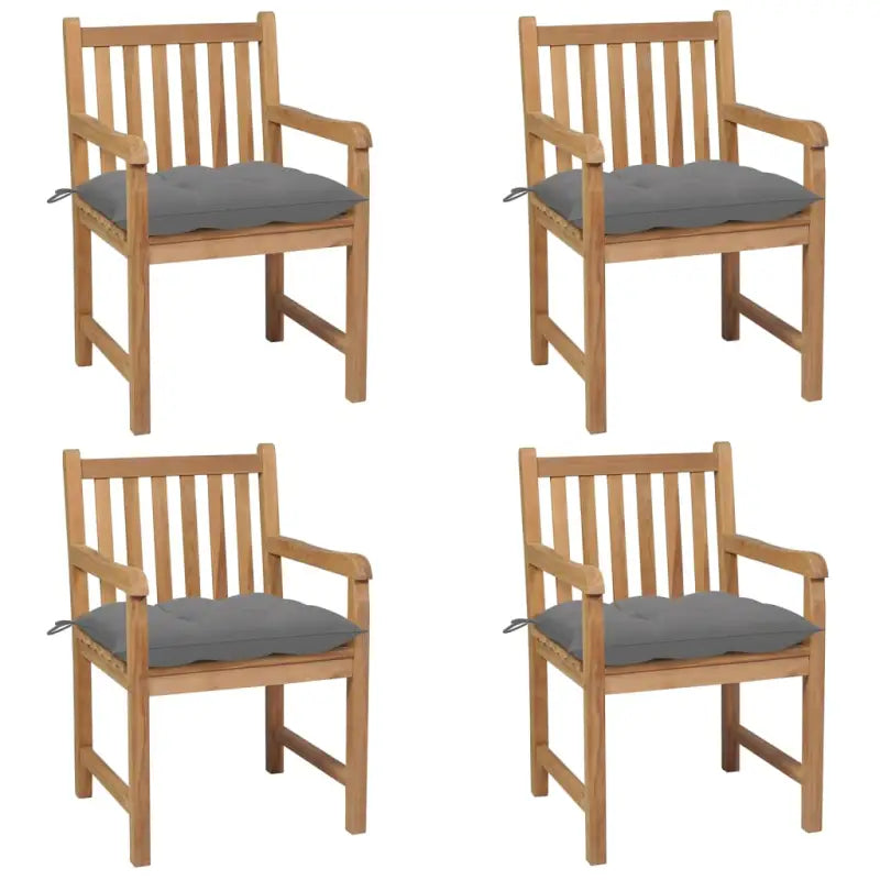 Fijn geschuurde teakhouten tuinstoelen set voor buitenruimte - Grijs / 4 - Tuinstoelen