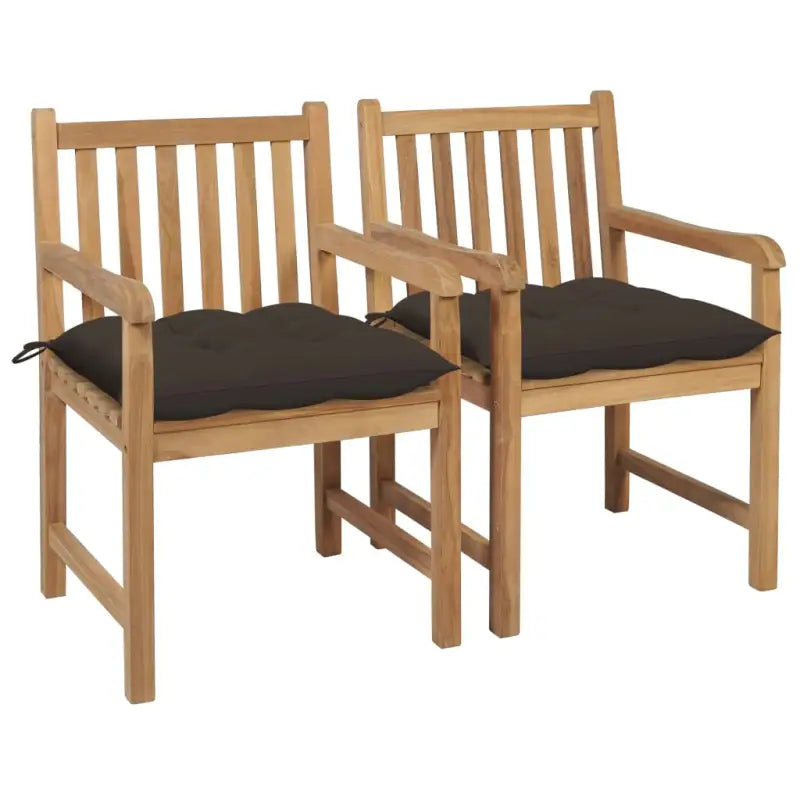 Fijn geschuurde teakhouten tuinstoelen set voor buitenruimte - Taupe / 2 - Tuinstoelen