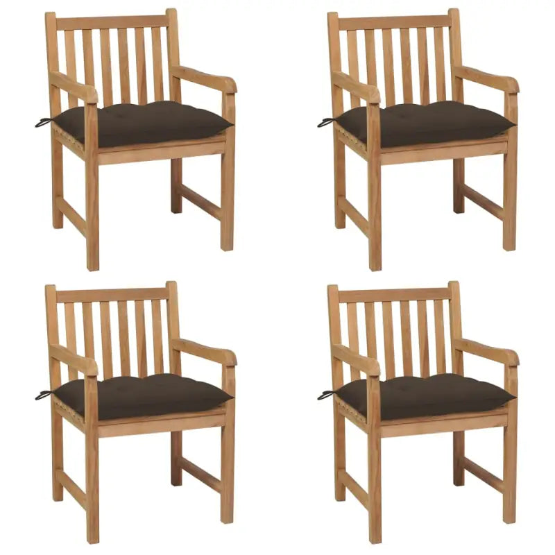 Fijn geschuurde teakhouten tuinstoelen set voor buitenruimte - Taupe / 4 - Tuinstoelen