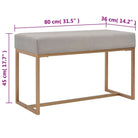Fluwelen bankje met gepoedercoat ijzeren frame voor woonkamer en hal - Grijs / 80 cm - Opberg- & halbankjes