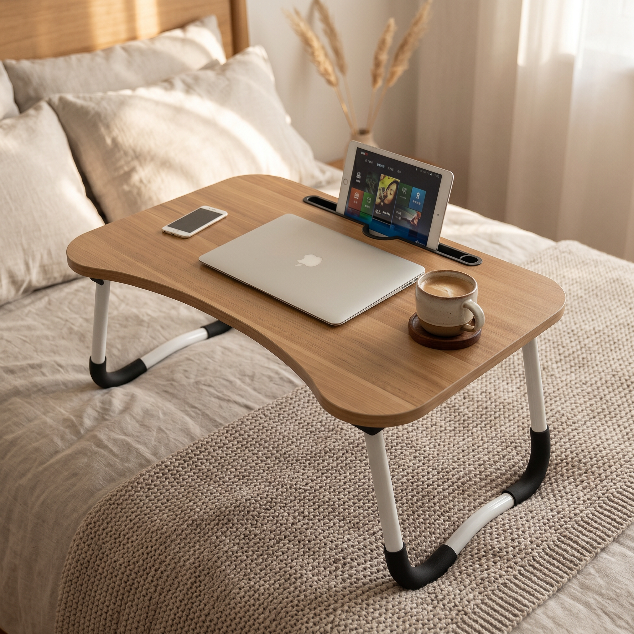 Aashly Verstelbaar Laptopbureau van Goede Kwaliteit – MDF 12mm Opvouwbare Tafel