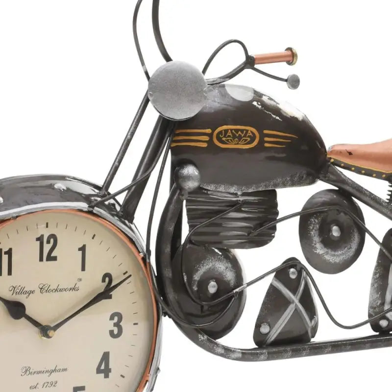 Functionele klok in de vorm van een vintage motor voor motorliefhebbers