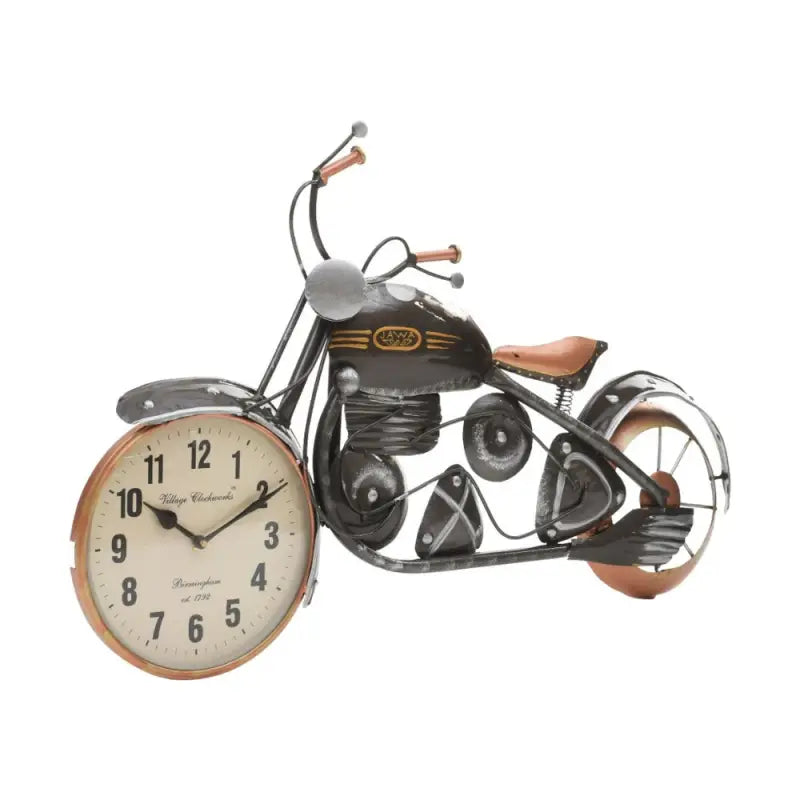 Functionele klok in de vorm van een vintage motor voor motorliefhebbers